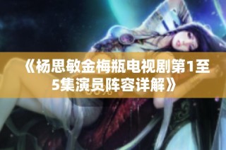 《杨思敏金梅瓶电视剧第1至5集演员阵容详解》