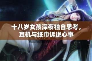 十八岁女孩深夜独自思考，耳机与纸巾诉说心事