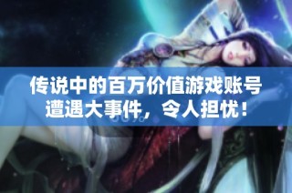 传说中的百万价值游戏账号遭遇大事件，令人担忧！