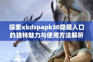 探索xkdspapk30隐藏入口的独特魅力与使用方法解析