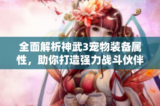 全面解析神武3宠物装备属性，助你打造强力战斗伙伴