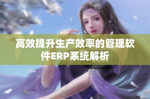 高效提升生产效率的管理软件ERP系统解析