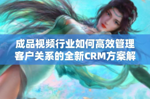 成品视频行业如何高效管理客户关系的全新CRM方案解读