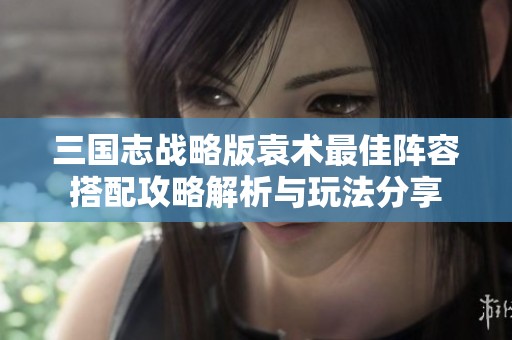 三国志战略版袁术最佳阵容搭配攻略解析与玩法分享