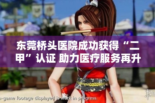 东莞桥头医院成功获得“二甲”认证 助力医疗服务再升级