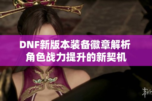 DNF新版本装备徽章解析 角色战力提升的新契机