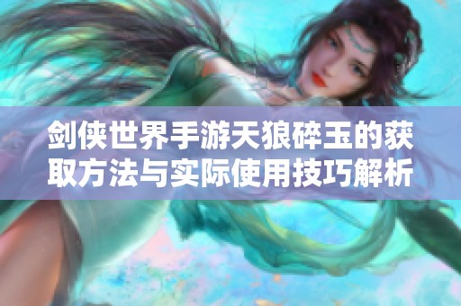 剑侠世界手游天狼碎玉的获取方法与实际使用技巧解析