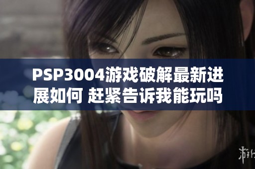PSP3004游戏破解最新进展如何 赶紧告诉我能玩吗