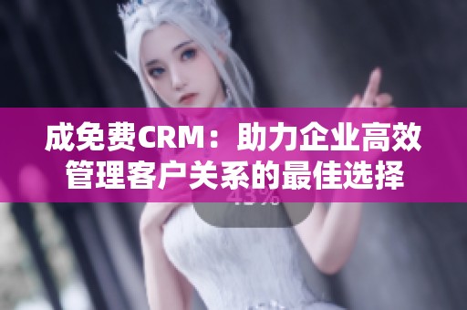 成免费CRM：助力企业高效管理客户关系的最佳选择