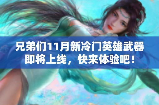 兄弟们11月新冷门英雄武器即将上线，快来体验吧！