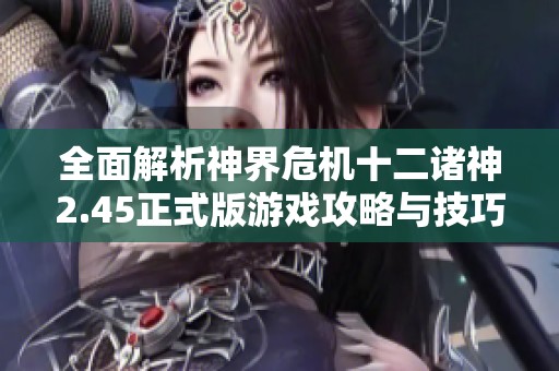 全面解析神界危机十二诸神2.45正式版游戏攻略与技巧秘籍
