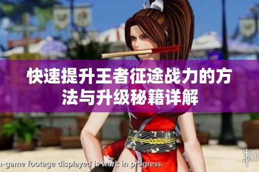 快速提升王者征途战力的方法与升级秘籍详解