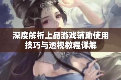 深度解析上品游戏辅助使用技巧与透视教程详解