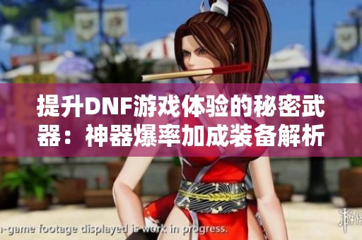 提升DNF游戏体验的秘密武器：神器爆率加成装备解析