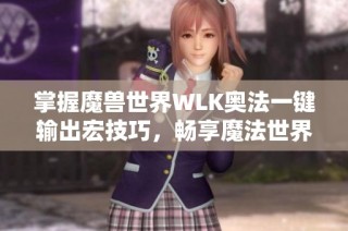 掌握魔兽世界WLK奥法一键输出宏技巧，畅享魔法世界精彩体验