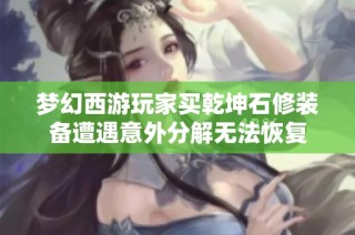 梦幻西游玩家买乾坤石修装备遭遇意外分解无法恢复