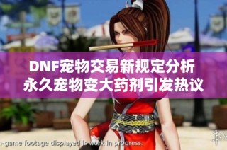 DNF宠物交易新规定分析 永久宠物变大药剂引发热议