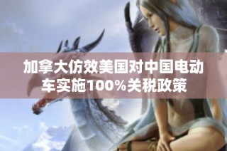 加拿大仿效美国对中国电动车实施100%关税政策