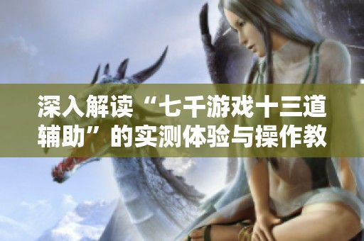 深入解读“七千游戏十三道辅助”的实测体验与操作教程